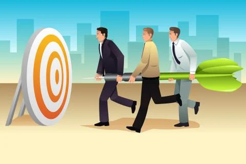 Businessmen Aiming a Dart on the Target Stock Illustration