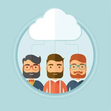 Businessmen and cloud computing technologies Stockillustratie
