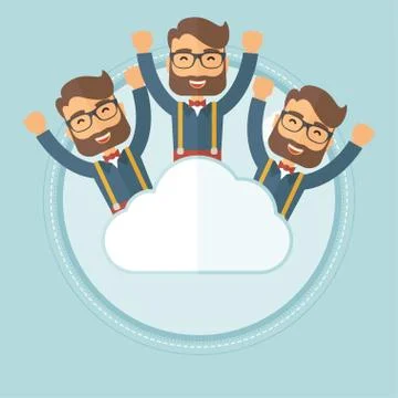 Businessmen and cloud computing technologies Illustrazione stock
