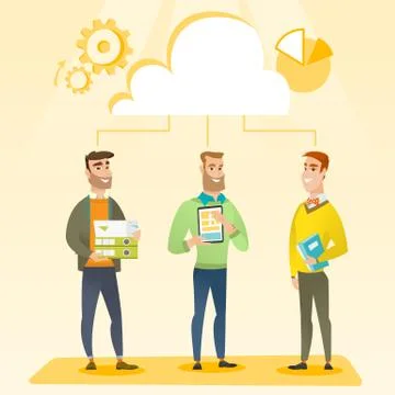 Businessmen and cloud computing technologies 스톡 일러스트