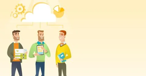 Businessmen and cloud computing technologies Stockillustratie