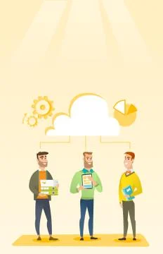 Businessmen and cloud computing technologies 스톡 일러스트