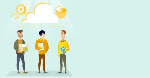 Businessmen and cloud computing technologies. Stockillustratie