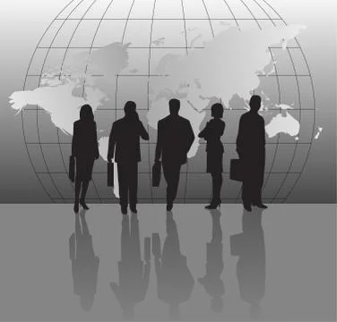 Businessmen and map 스톡 일러스트