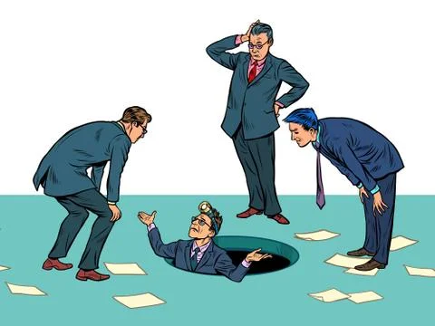 Businessmen and the problem. Finding solution Stock Illustration