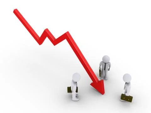 Businessmen are looking at graph going down Stock Illustration