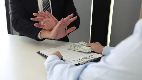 Businessmen are submitting documents contracts and bribes to entrepreneurs fo Stock Footage 128295941