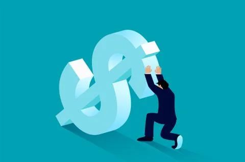 Businessmen are trying to push forward the icon Dollar money up. Modern ideas Stock Illustration