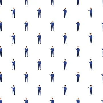 Businessmen in blue suits seamless pattern Stock Illustration