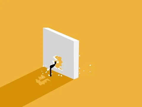 Businessmen break down walls. Stock Illustration