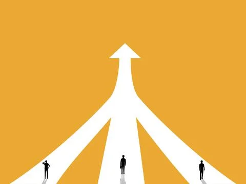 Businessmen come from many different backgrounds but share the same destinati Stockillustratie