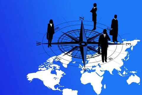 Businessmen on Compass Stock Illustration