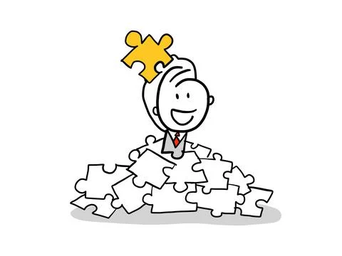 Businessmen connecting puzzle elements. Stock Illustration