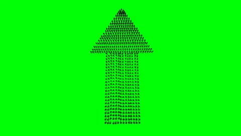 Businessmen crowd forming arrow shape pointing up, back view, 4K, against Green  Stock Footage 163336582