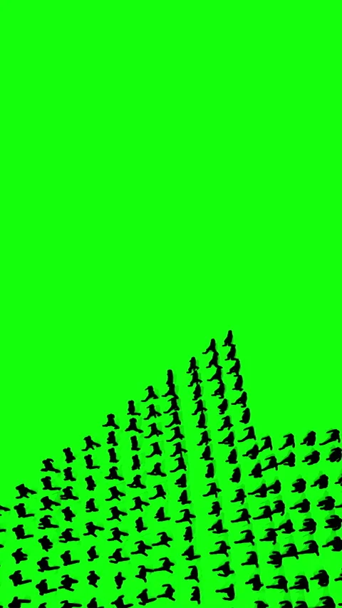 Businessmen crowd forming arrow shape pointing up, vertical video, on Green Stock Footage 273680946