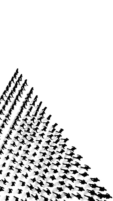Businessmen crowd forming arrow shape, vertical video, against white Stock Footage 282374550