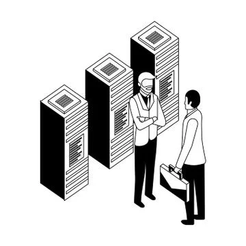 Businessmen with data server center technology 库存插图