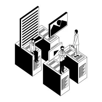 Businessmen database server connection data files Illustrazione stock