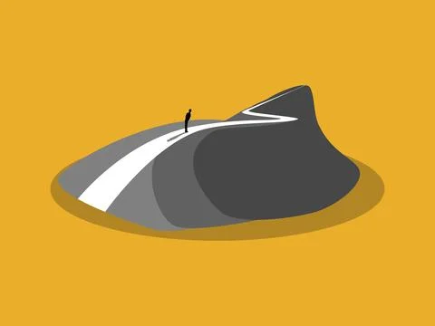 Businessmen on a development path on the hillside Stockillustratie