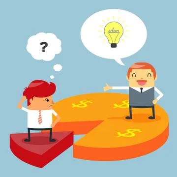 Businessmen on difference pieces of pie chart Stock Illustration