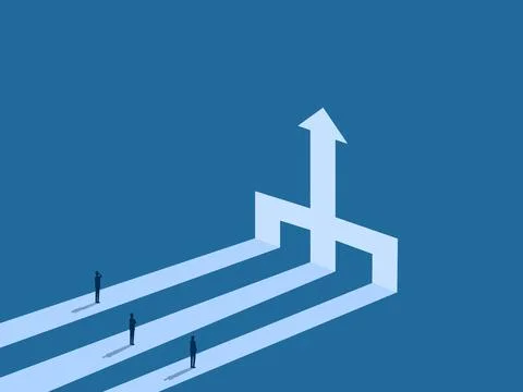 Businessmen from different backgrounds share the same path to the same dest.. 스톡 일러스트