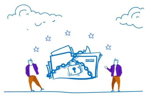 Businessmen folder padlock General Data Protection Regulation GDPR server イラスト素材