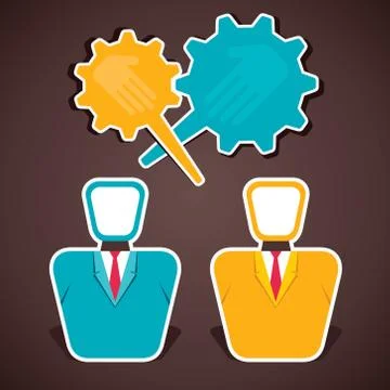 Businessmen with gear shape message bubble vector Stock Illustration