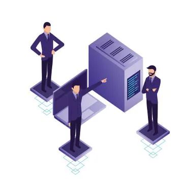 Businessmen group teamwork with computers Stock Illustration
