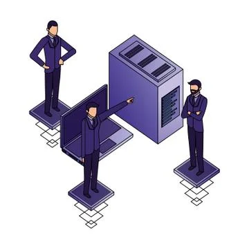 Businessmen group teamwork with computers Stock Illustration