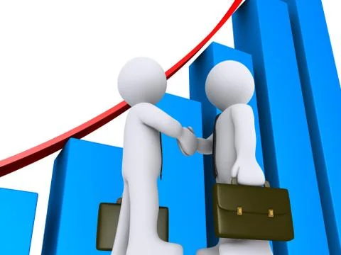 Businessmen handshake with graph as background Stock Illustration