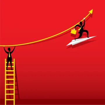 Businessmen help or support for increase business graph concept design vector Stock Illustration