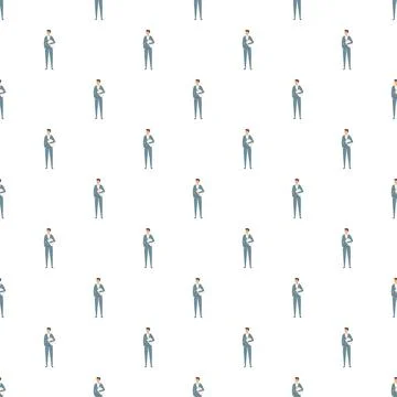 Businessmen holding documents seamless pattern office background Stock Illustration