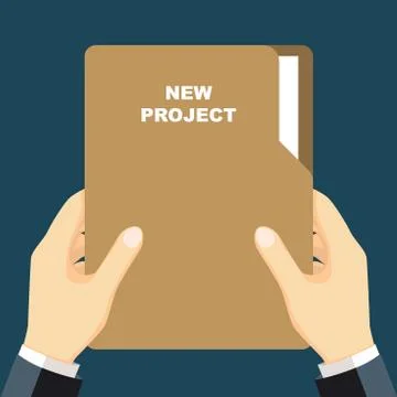 Businessmen holding Folder, document in hand-Vector flat design Stock Illustration