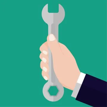 Businessmen holding wrench-Vector flat design Stock Illustration