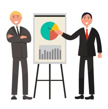 Businessmen Make Presentation and Explain Diagram Stock Illustration