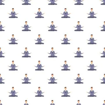 Businessmen meditating in seamless pattern for calm background Stockillustratie