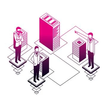 Businessmen network connection database server Stock Illustration