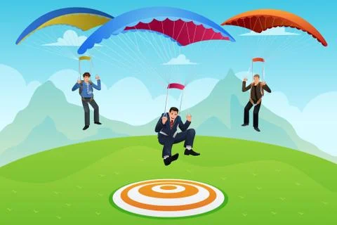 Businessmen with a Parachute Stock Illustration
