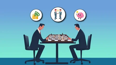 Businessmen Playing Chess Representing Strategy and Decision Making Stock Footage 279286760