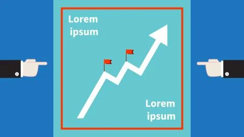 Businessmen point hands on a chart with flags Stock Illustration