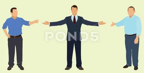 Businessmen Pointing or Motioning Toward Something Stock Illustration