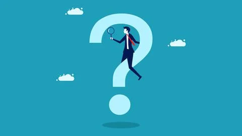 Businessmen on a question mark. problem solving concept. business concept. ve 스톡 일러스트