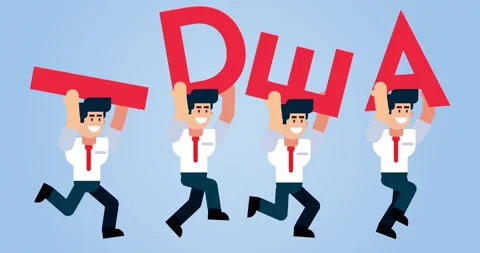 Businessmen Running with Idea Text in Flat Design on Blue Background Animation 库存影片 311738031