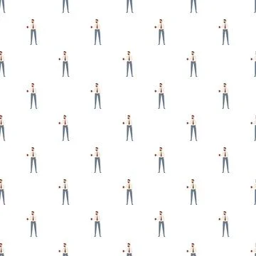 Businessmen seamless pattern holding coffee cup working Stock Illustration