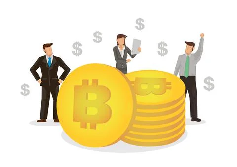 Businessmen seeing the Bitcoin value 스톡 일러스트