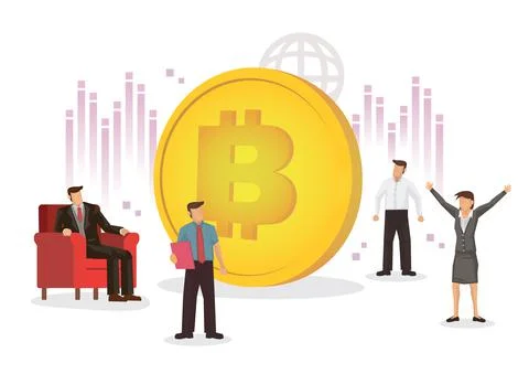 Businessmen seeing the Bitcoin value Stock Illustration