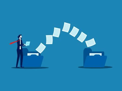 Businessmen send documents over the Internet, back up data, exchange files .. Stock Illustration