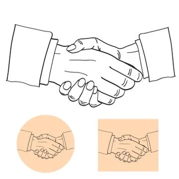 Businessmen shake hands silhouette vector illustration. Partnership handshake Stock-Illustration