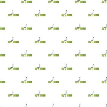 Businessmen sitting on stack of money bills pattern イラスト素材