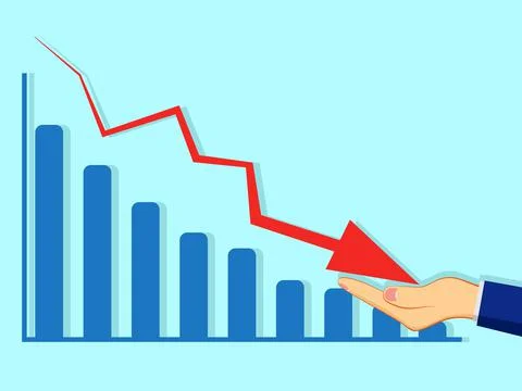 Businessmen support a downward graph. help concept. finance and business vect 스톡 일러스트